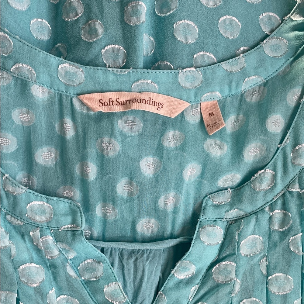Soft Surroundings Aqua Calm Dot Blouse - Picture 6 of 7